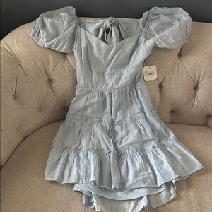 Altar’d State Light Blue Off-Shoulder Dress with two ties on back NWT